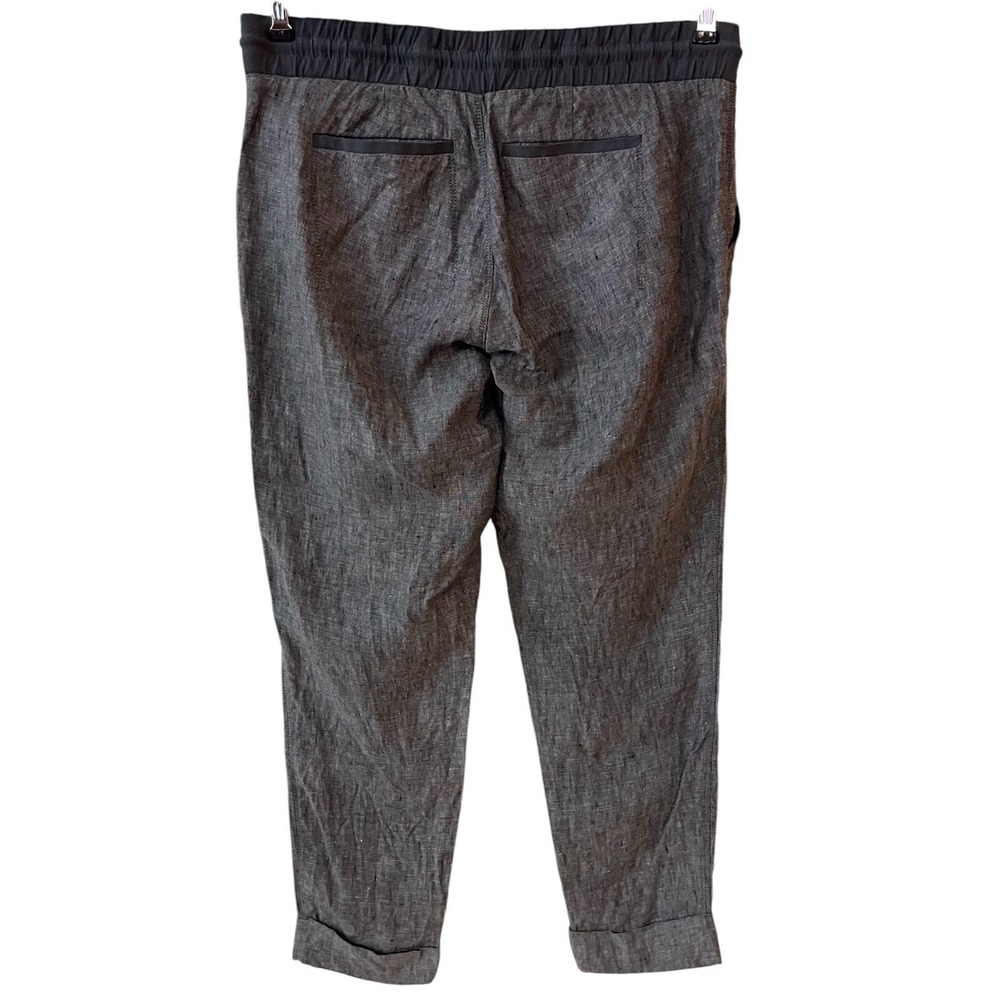 Athleta Bali Linen Ankle Pant Pull on Drawstring Flint Gray Heather Chambray 4‎ - Picture 3 of 13